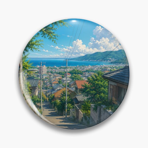 Item preview, Anime Summer Coastal Street Scenic Landscape Wallpaper designed and sold by PixelMood Stickers.