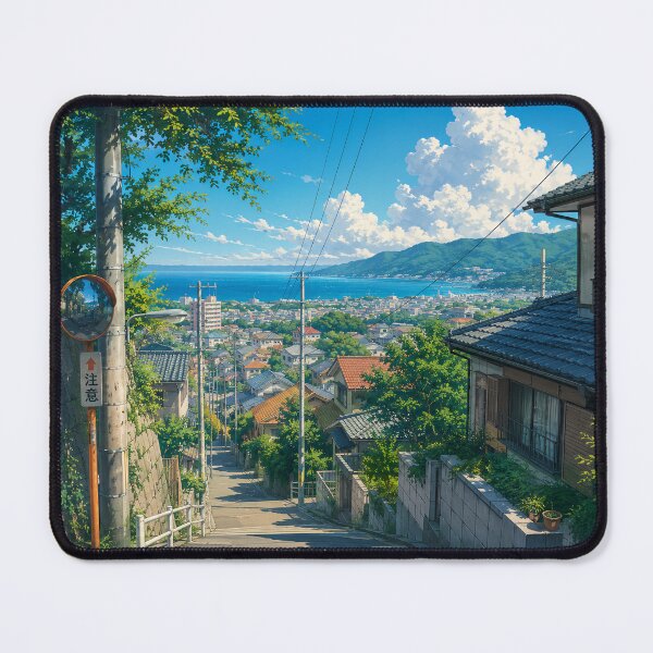 Item preview, Anime Summer Coastal Street Scenic Landscape Wallpaper designed and sold by PixelMood Stickers.