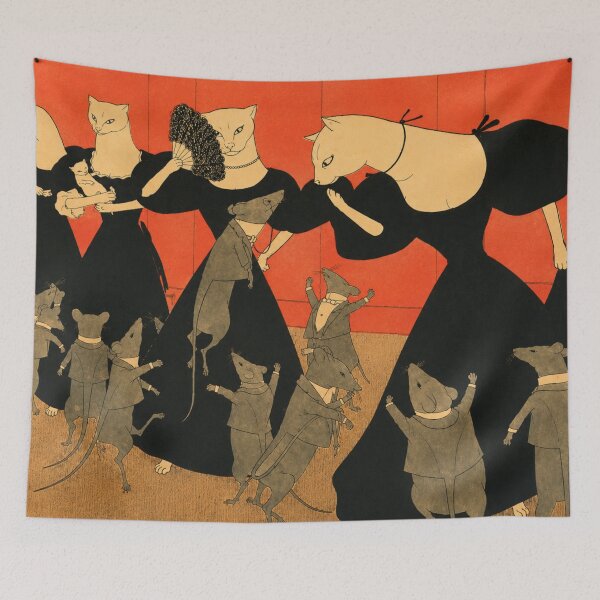 Item preview, Cats and their rodent admirers Simplicissimus - Art Nouveau Cat Illustration Vintage Anthropomorphic Print for Gothic Decor Lovers designed and sold by RickE.