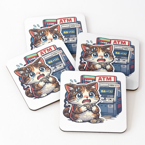 Item preview, Why Fee Again? Sad ATM Cat | Japanese Convenience Store Meme Anime Design designed and sold by kawaii animal store (in Japan).