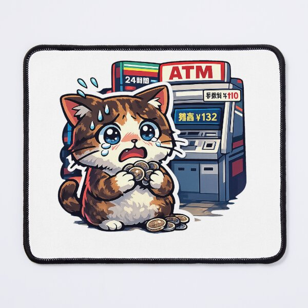 Item preview, Why Fee Again? Sad ATM Cat | Japanese Convenience Store Meme Anime Design designed and sold by kawaii animal store (in Japan).