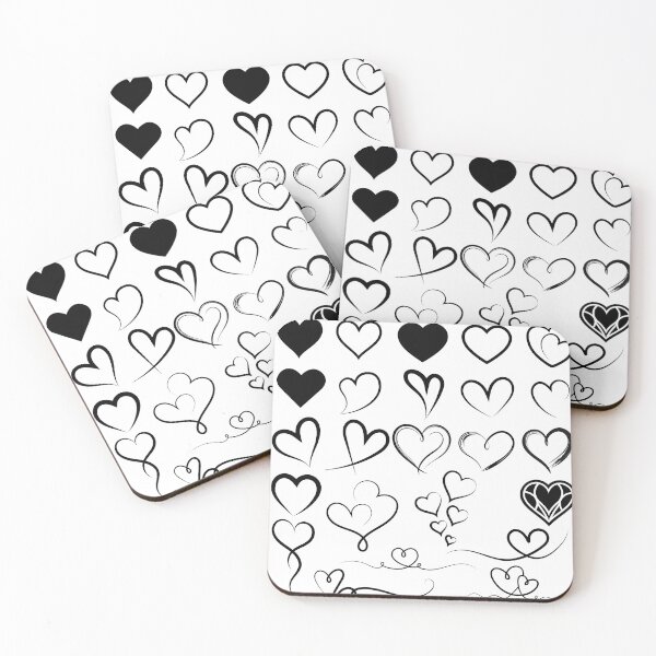 Item preview, Black and White Hand Drawn Heart Doodles designed and sold by PnrArtDesign.