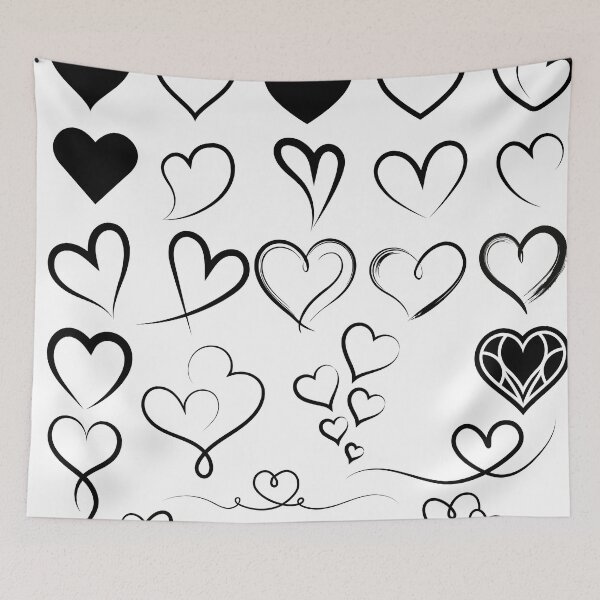 Item preview, Black and White Hand Drawn Heart Doodles designed and sold by PnrArtDesign.