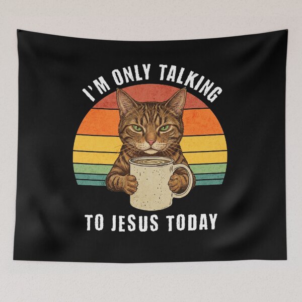 Item preview, I'm Only Talking To Jesus Today Cat Coffee Retro designed and sold by d247.
