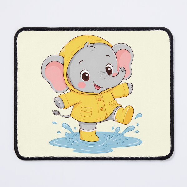 Item preview, Cute Baby Elephant Yellow Raincoat Puddle designed and sold by ArtdesignsA.
