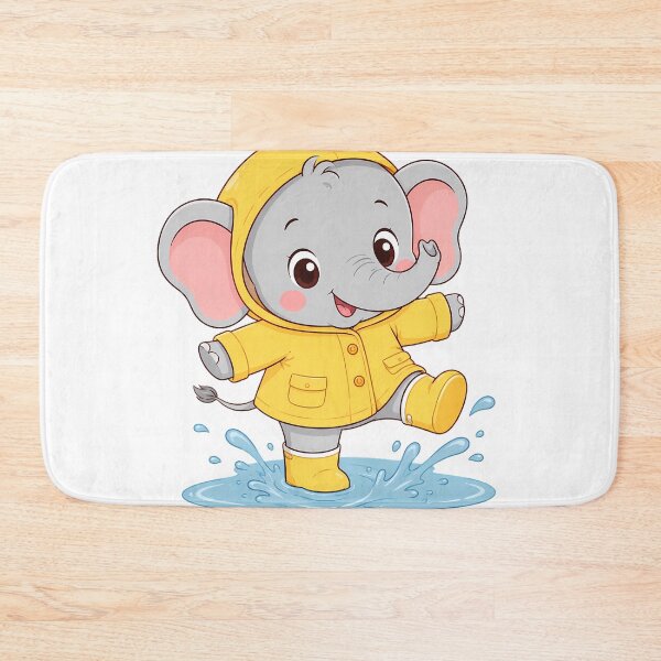 Item preview, Cute Baby Elephant Yellow Raincoat Puddle designed and sold by ArtdesignsA.