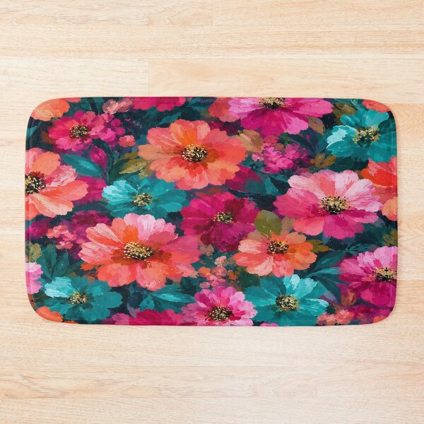 Artikelvorschau, Lebendiges Blumendesign in Rosa und Türkis entworfen und verkauft von ArtsyWishy.