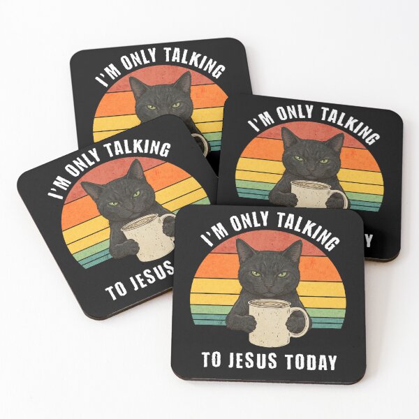 Item preview, Grumpy Black Cat Coffee Jesus Vintage Sunset designed and sold by d247.