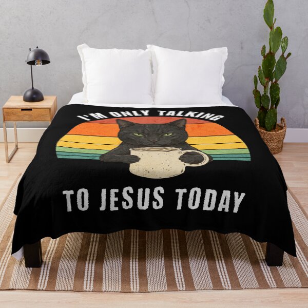 Item preview, Grumpy Black Cat Coffee Jesus Vintage Sunset designed and sold by d247.