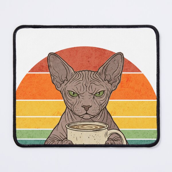 Item preview, Grumpy Sphynx Cat Coffee Jesus Retro Sunset Faith designed and sold by d247.