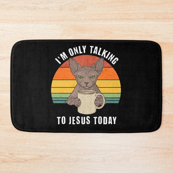 Item preview, Grumpy Sphynx Cat Coffee Jesus Retro Sunset Faith designed and sold by d247.