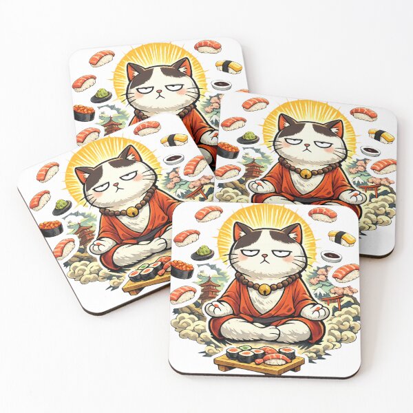 Aperçu de l'œuvre Chat éclairant le sushi – Design de chat anime mème de sushi kawaii surréaliste créée et vendue par kawaii animal store (in Japan).
