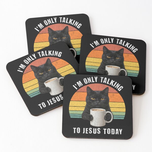 Item preview, Sarcastic Black Cat Coffee Jesus Today Retro Sunset designed and sold by d247.