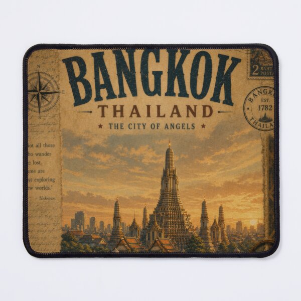 Item preview, Bangkok Thailand Vintage Travel Collage | City of Angels Heritage Illustration designed and sold by CosmicAnomaly.