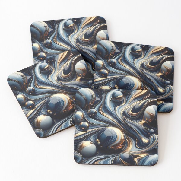 Item preview, Sapphire and Liquid Gold Fluid Abstract designed and sold by CustomHDman.