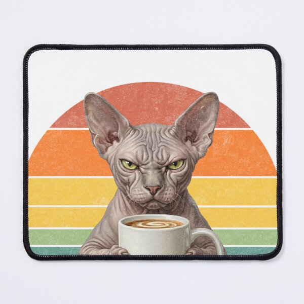 Item preview, Grumpy Sphynx Cat Coffee Jesus Retro Sunset designed and sold by d247.