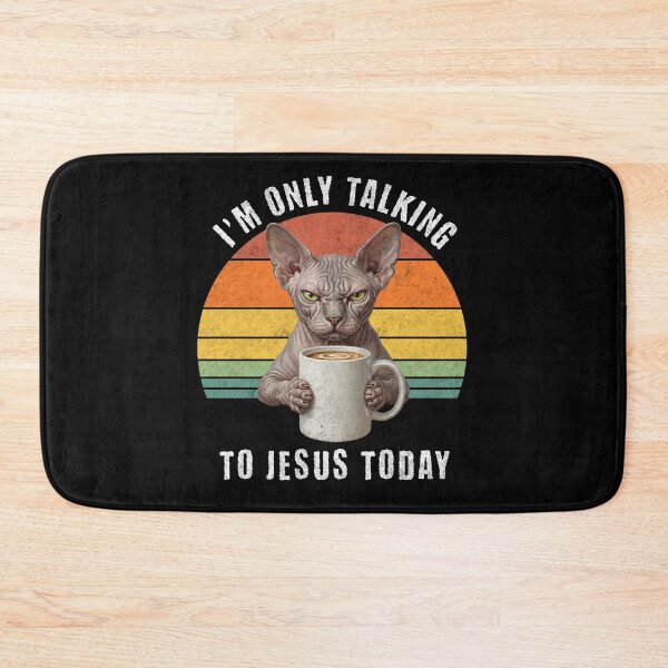 Item preview, Grumpy Sphynx Cat Coffee Jesus Retro Sunset designed and sold by d247.
