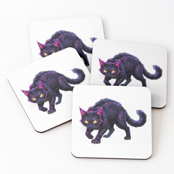 Item preview, Stalking Shadow Cat – Mythical Runes & Glowing Yellow Eyes designed and sold by Spiritualwall.
