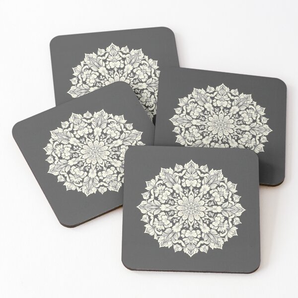 Item preview, Floral mandala white on grey designed and sold by In-Spirit24.