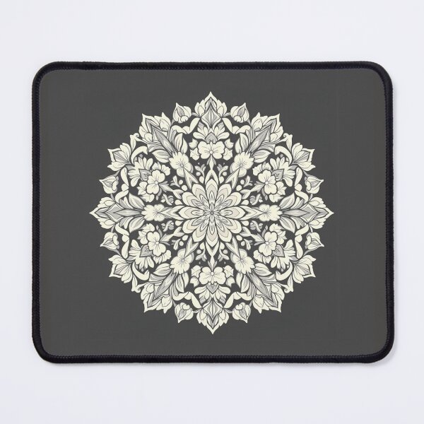 Item preview, Floral mandala white on grey designed and sold by In-Spirit24.