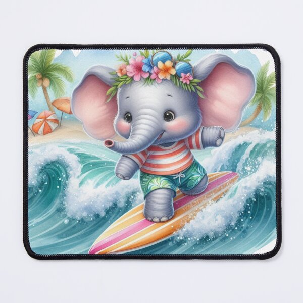 Item preview, Cute Surfing Elephant Watercolor Sticker | Summer Beach Animal designed and sold by PixelPressZ.