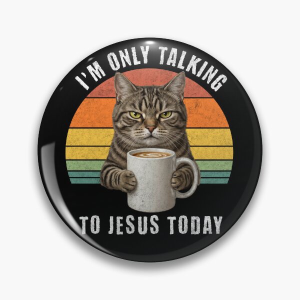 Item preview, Talking to Jesus Today Cat Coffee Retro Sunset designed and sold by d247.