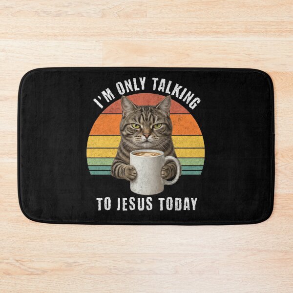 Item preview, Talking to Jesus Today Cat Coffee Retro Sunset designed and sold by d247.