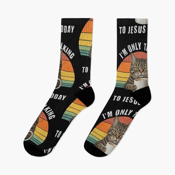 Item preview, Talking to Jesus Today Cat Coffee Retro Sunset designed and sold by d247.