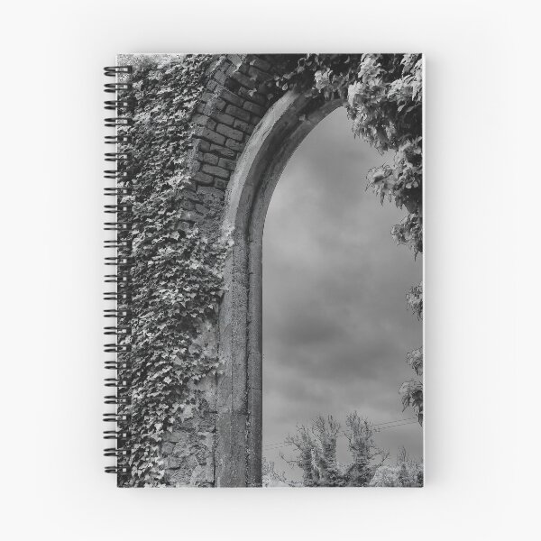 Item preview, 19th Century Church Ruins in Killenummery Leitrim Ireland – Gothic Arch Ivy Covered Stone Ruin Black and White Photography designed and sold by ivon55.