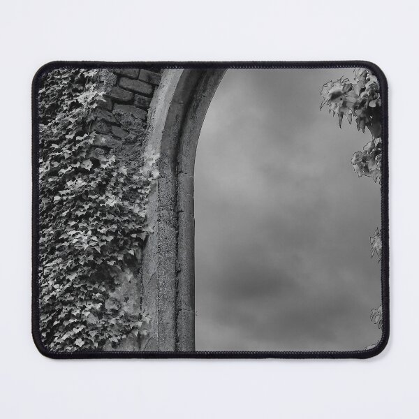 Item preview, 19th Century Church Ruins in Killenummery Leitrim Ireland – Gothic Arch Ivy Covered Stone Ruin Black and White Photography designed and sold by ivon55.