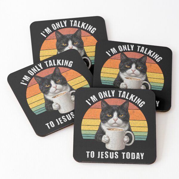 Item preview, I'm Only Talking To Jesus Today Cat Coffee Retro designed and sold by d247.