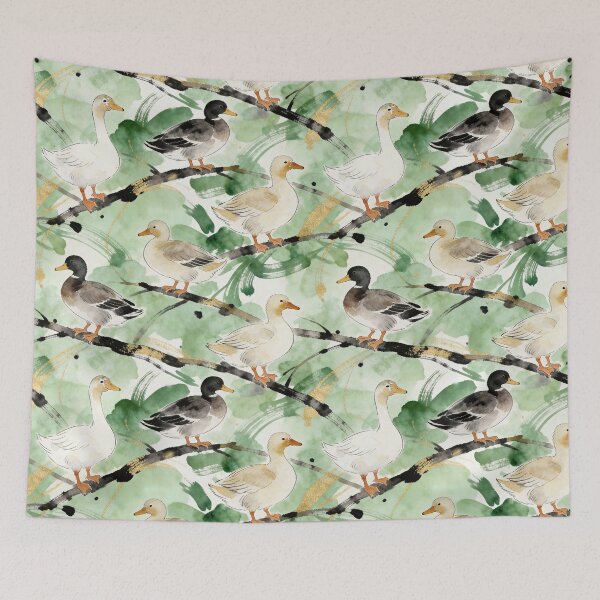 Item preview, Luxury Gold Foil Duck Pattern designed and sold by wissal.studio.
