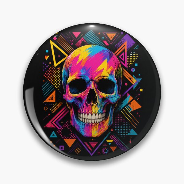Item preview, Neon Pop Art Skull – Colorful Retro Geometric Design designed and sold by MargaretaArt.