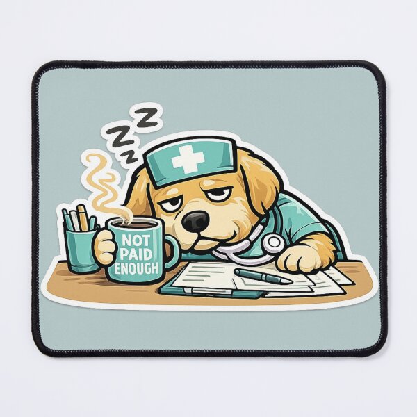 Item preview, Exhausted Nurse Dog Funny Healthcare Worker Gift designed and sold by Gentlestate.
