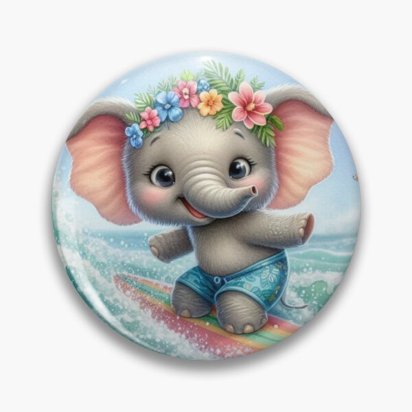 Item preview, Cute Surfing Elephant Watercolor Sticker | Summer Beach Animal designed and sold by PixelPressZ.
