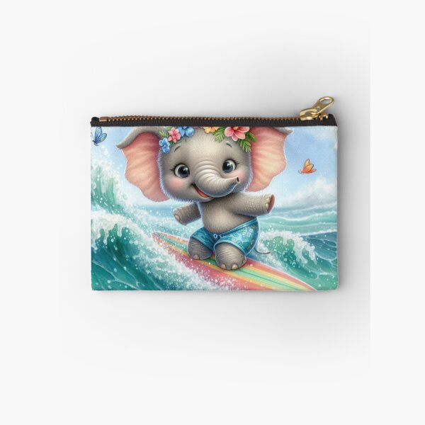 Item preview, Cute Surfing Elephant Watercolor Sticker | Summer Beach Animal designed and sold by PixelPressZ.