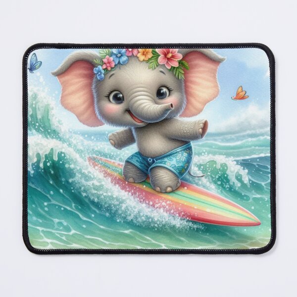 Item preview, Cute Surfing Elephant Watercolor Sticker | Summer Beach Animal designed and sold by PixelPressZ.