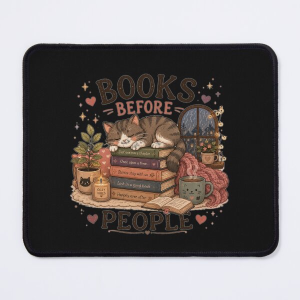 Item preview, Books Before People – Cute Cat Book Lover Design designed and sold by MotylekAnia.