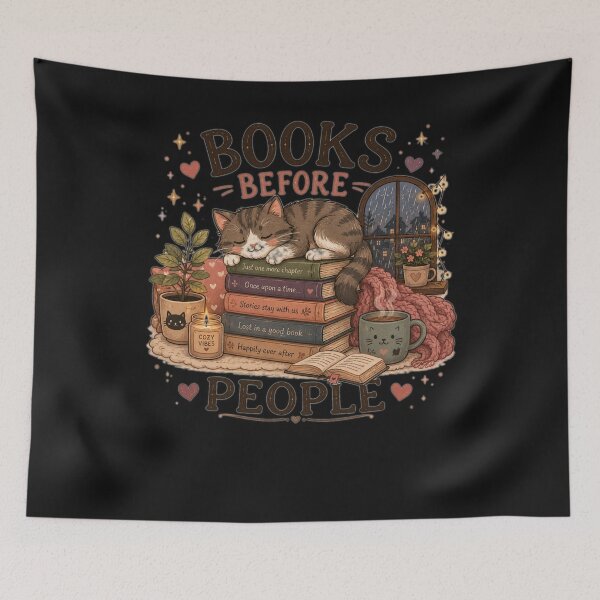 Item preview, Books Before People – Cute Cat Book Lover Design designed and sold by MotylekAnia.