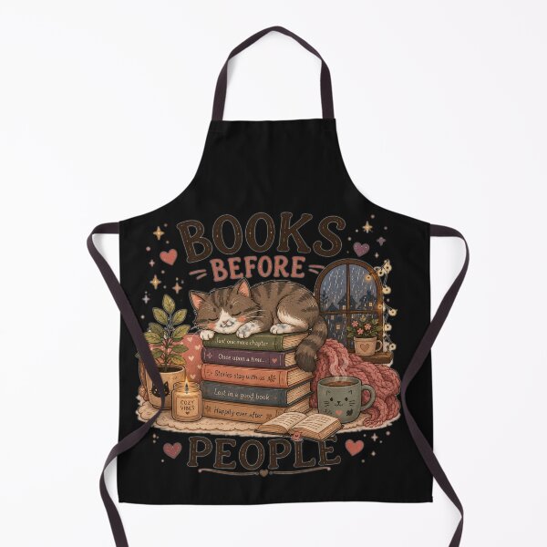 Item preview, Books Before People – Cute Cat Book Lover Design designed and sold by MotylekAnia.
