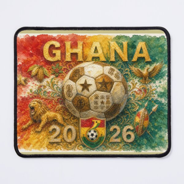 Item preview, Watercolor Ghana Flag colors and Emblem - Soccer Vibes designed and sold by BrickByDream.