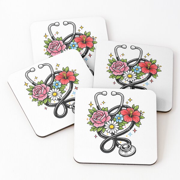 Item preview, Elegant Floral Stethoscope Medical Art Sticker⁠ designed and sold by MIROUZ2000.