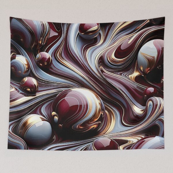 Item preview, Crimson and Liquid Gold Fluid Abstract designed and sold by CustomHDman.