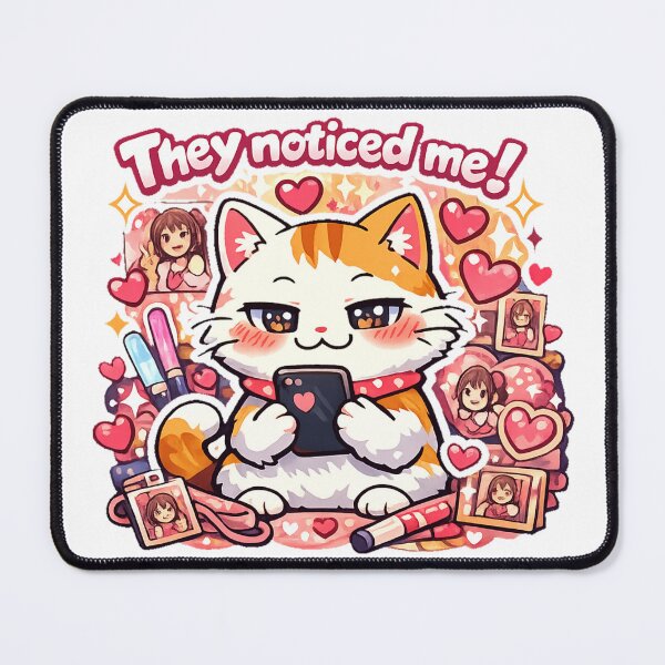 Item preview, Delulu Idol Fan Cat Sticker – “They Noticed Me” Anime Meme Design designed and sold by kawaii animal store (in Japan).