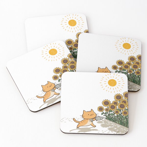 Item preview, Cute Orange Cat in a Sunny Sunflower Garden designed and sold by oddpawstudio.