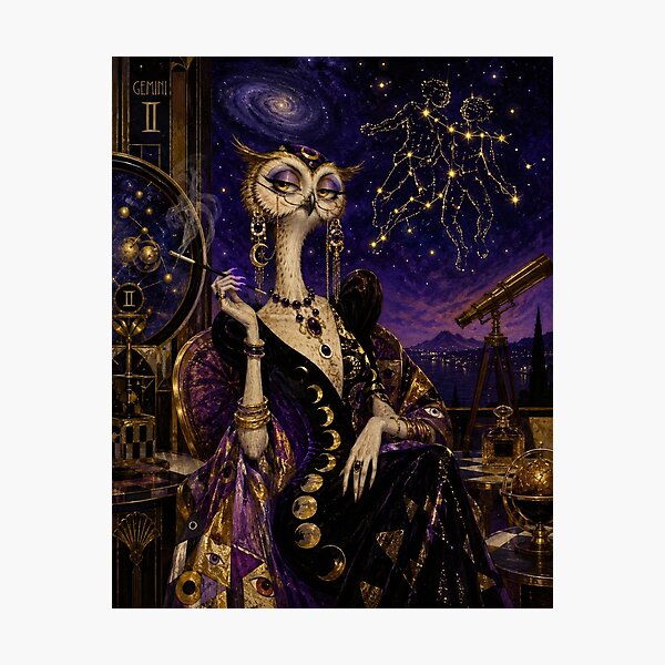 Aperçu de l'œuvre Madame Hibou Gemini - The Twin Astrologer créée et vendue par Natalia-Vlad.
