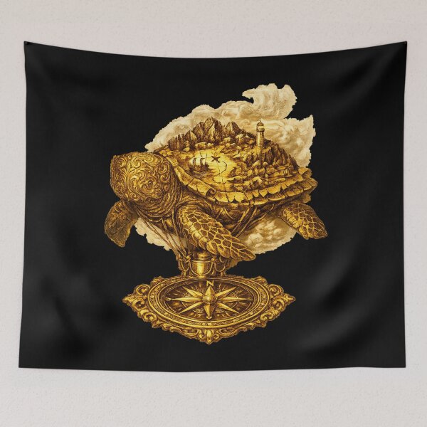 Item preview, The Grand Navigator — Golden Turtle World & Compass Fantasy Art designed and sold by ArtoryWorks.