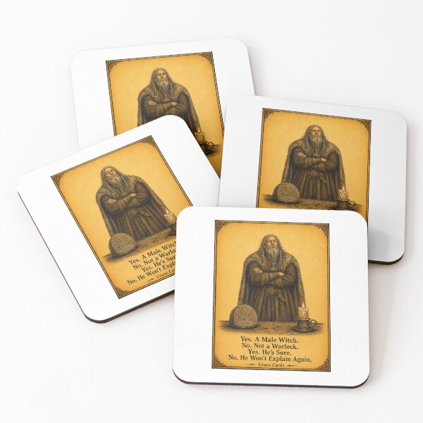 Item preview, Crone Cards - Yes. A Male Witch. No. Not a Warlock. Yes. He's Sure. No. He Won't Explain Again. designed and sold by Kay Mhor Studio.