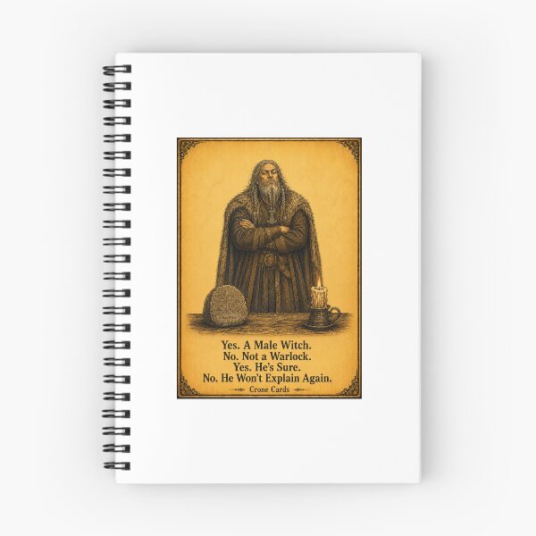 Item preview, Crone Cards - Yes. A Male Witch. No. Not a Warlock. Yes. He's Sure. No. He Won't Explain Again. designed and sold by Kay Mhor Studio.