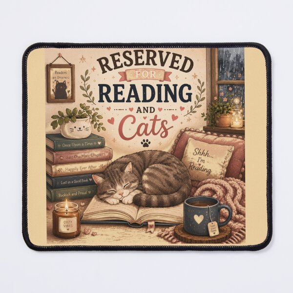 Item preview, Reserv ed For Reading And Cats – Cute Cat Book Lover Design designed and sold by MotylekAnia.
